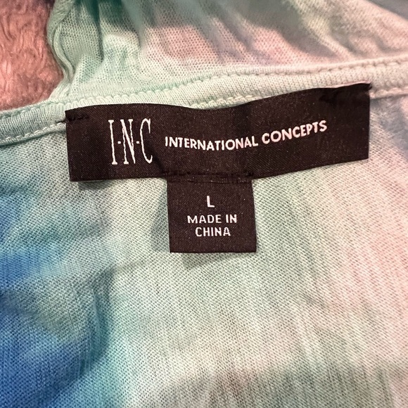 Womens Aqua Cotton Tie Dye Short Sleeve Crew Neck Top large - Picture 4 of 5